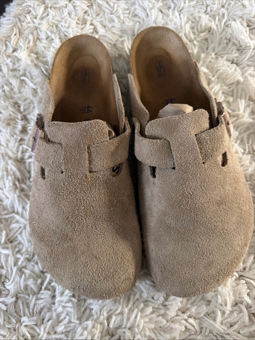 Birkenstock Unisex Boston Soft Footbed, Taupe Suede size 11M